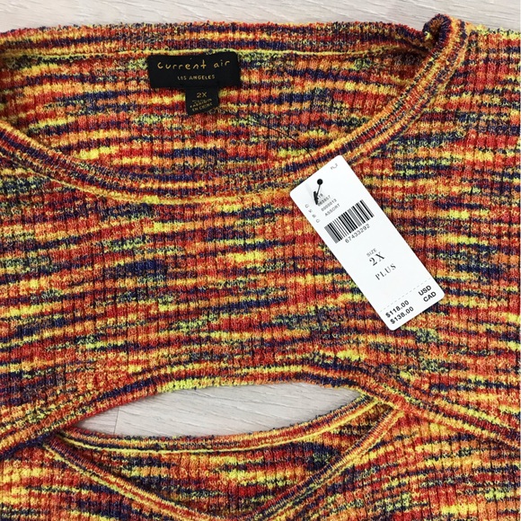 Anthropologie Current Air Orange/Multi  Cutout Mini Dress - Picture 6 of 13